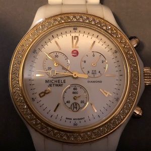 Authentic Michele Gold/Diamond Jetway Watch